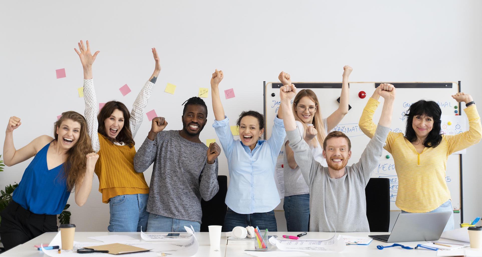 Trabajadores felices